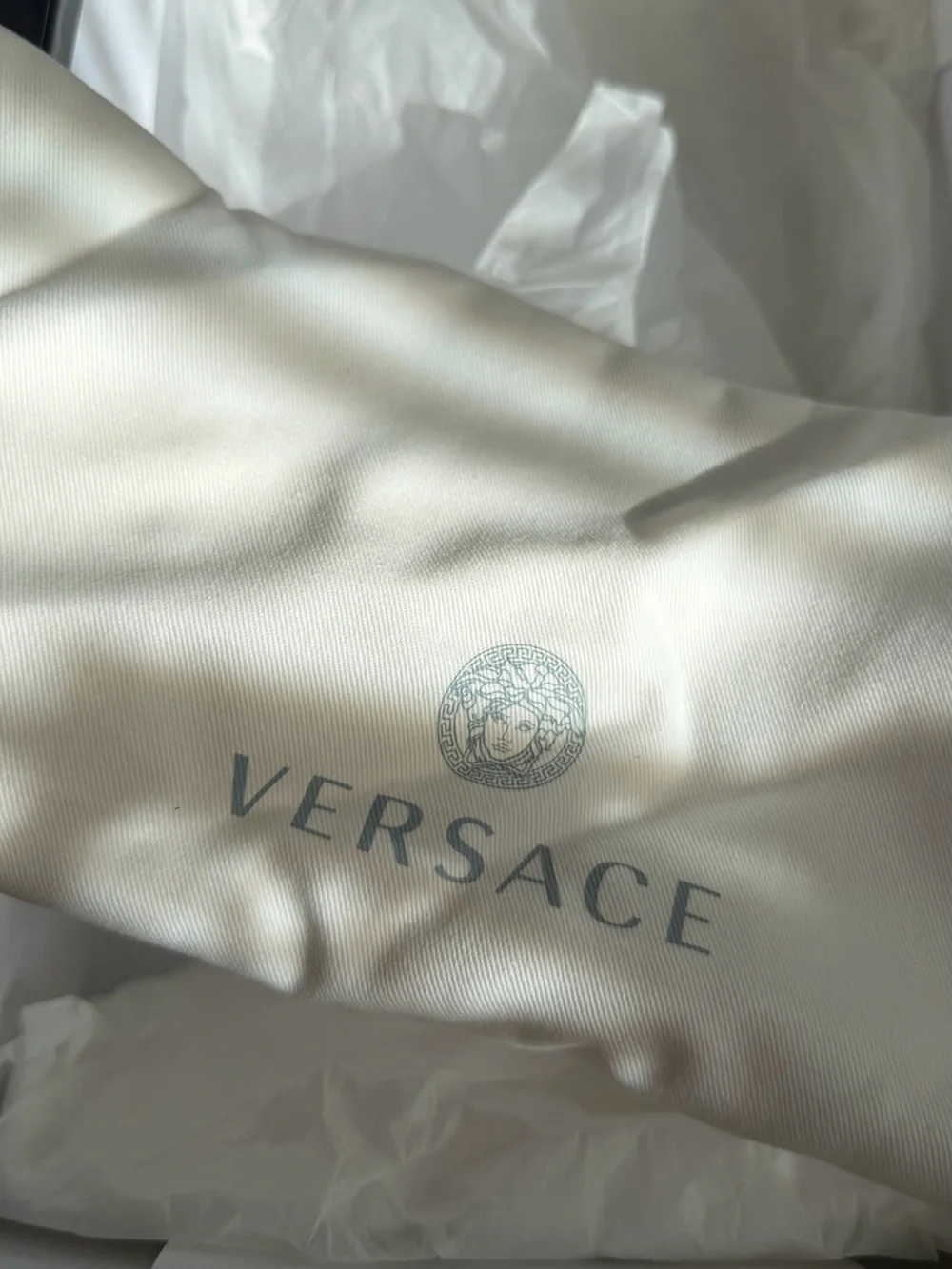 Versace Cream Dust Bag with Gray Logo